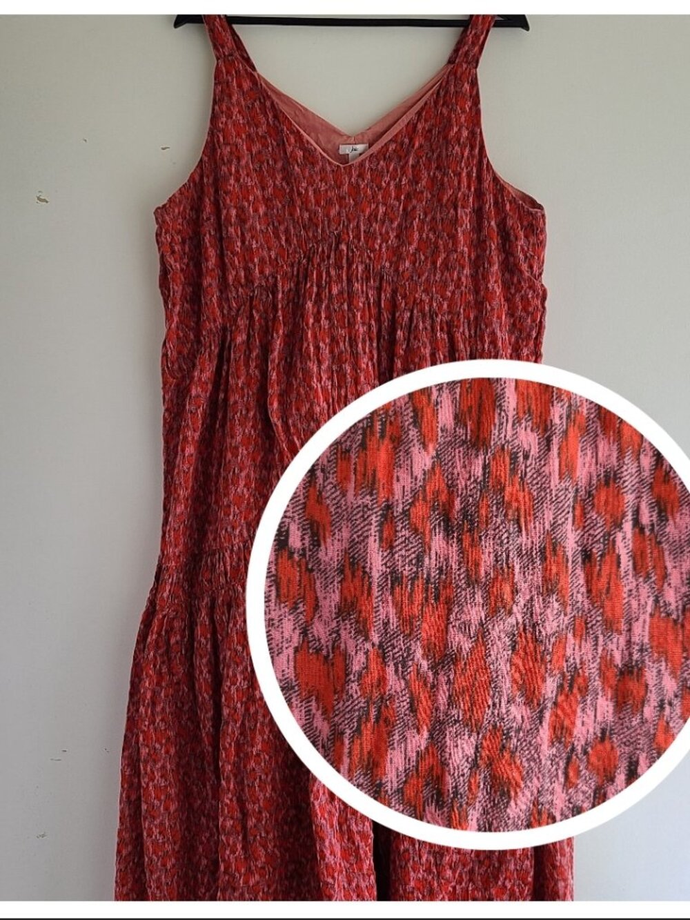 Joie Dress XL Pink Red Bondi Cotton Tiered JE6001PR Tea Rose Midi Cottagecore